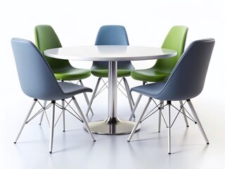 Modern Round Table & Grey Chairs Silhouette - Minimalist Interior Design Stock Photo