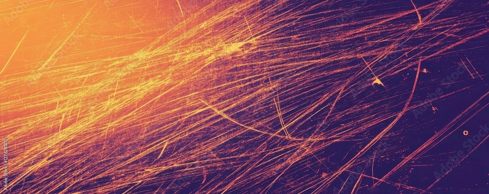 Poster abstract particle trails in an energetic field of color dynamics physics illustration