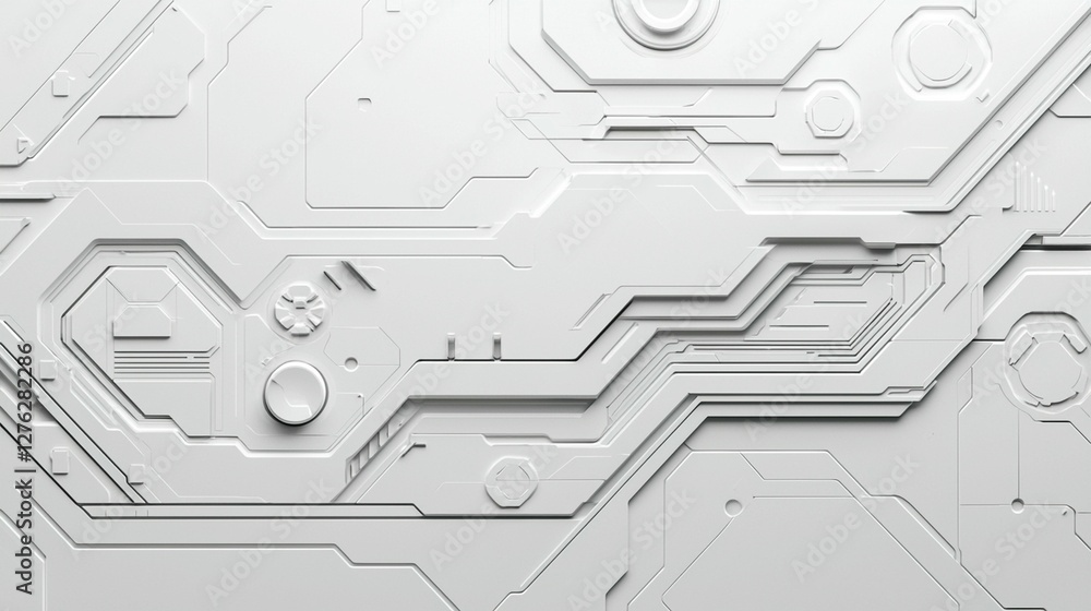 Poster abstract white technological circuit board texture background.