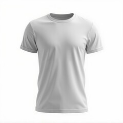 Grayish White Short Sleeved T Shirt Apparel Clothing Design Template Mockup for Fashion Presentation