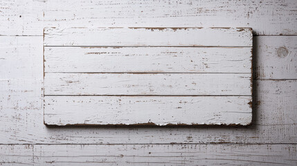 Naklejka premium Blank wooden sign. Rustic white wooden plank on a light wooden background.