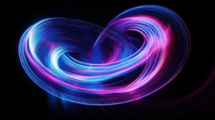 Abstract Light Painting Swirls of Color on Dark Background in Blue and Pink Glowing Strokes