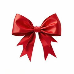 Fototapeta premium Elegant Festive Red Ribbon Bow Decoration Design for Celebrations and Holiday Season Greetings