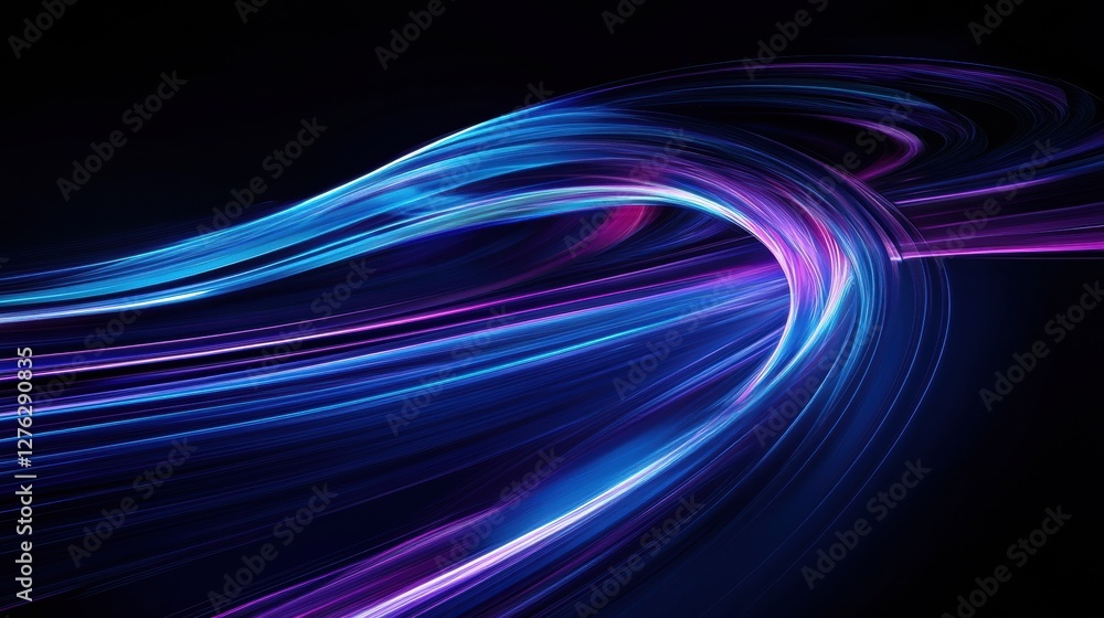 Fototapete abstract light trails flowing with dynamic curves creating colorful patterns on dark backdrop