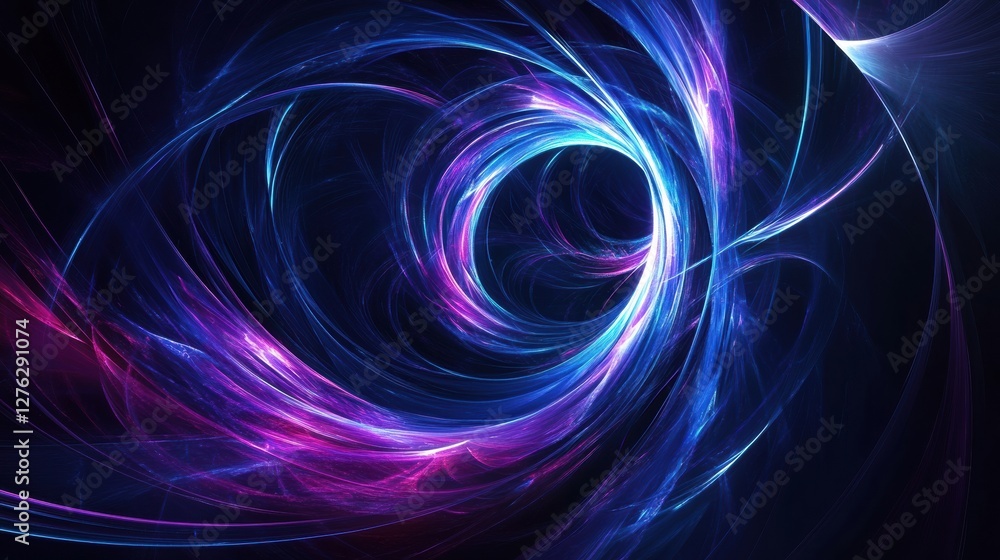 Poster abstract luminous swirl energy fractal design with dark backdrop for creative visual presentations