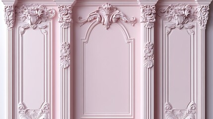 Obraz premium Elegant Pink Wall Paneling With Intricate Ornate Designs