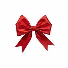 Fototapeta premium Luxurious Crimson Bowknot on White Backdrop Symbolic of Celebrations and Festive Gift Wrapping