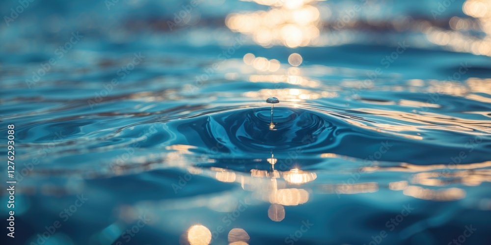 Poster water surface with ripples and bokeh effect under soft lighting creating a tranquil aquatic scene wi