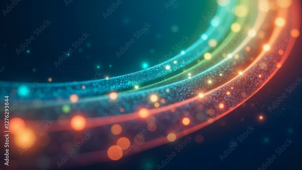 Poster vibrant abstract light swirls with bokeh effect and soft color gradients for background or design us