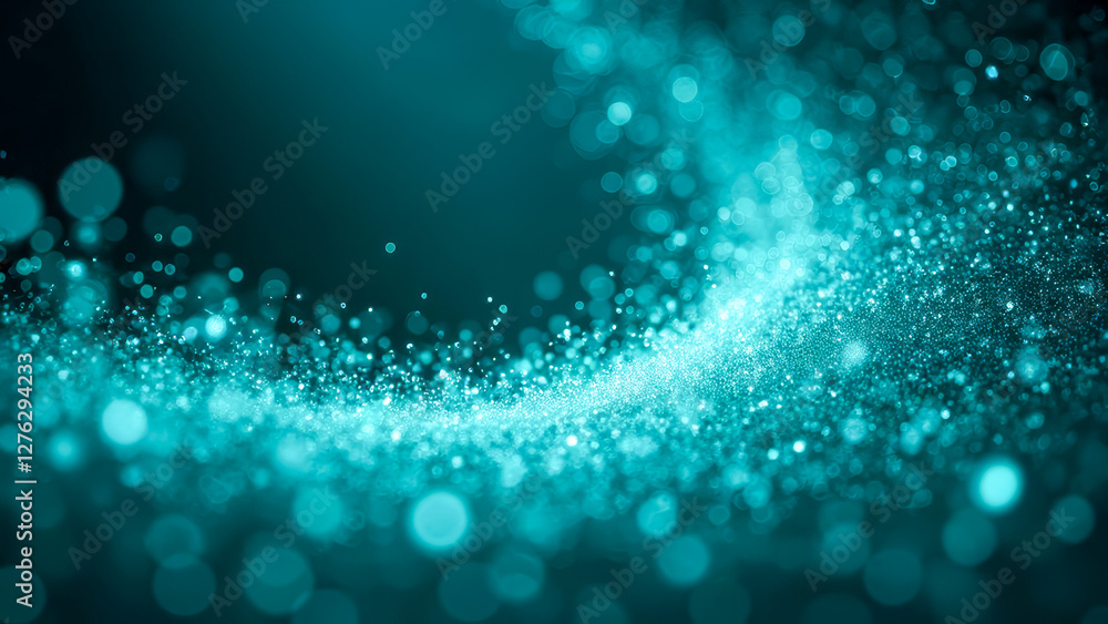Poster stunning abstract background with shimmering turquoise particles and bokeh effects in a dreamy artis