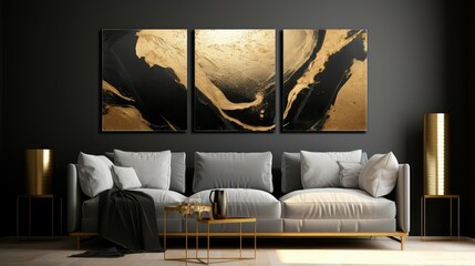 brushstrokes gold background black