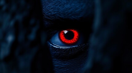 Intense Red Eye Stare of a Frightening Dark Creature on the Hunt Dark Fantasy Scary and Supernatural