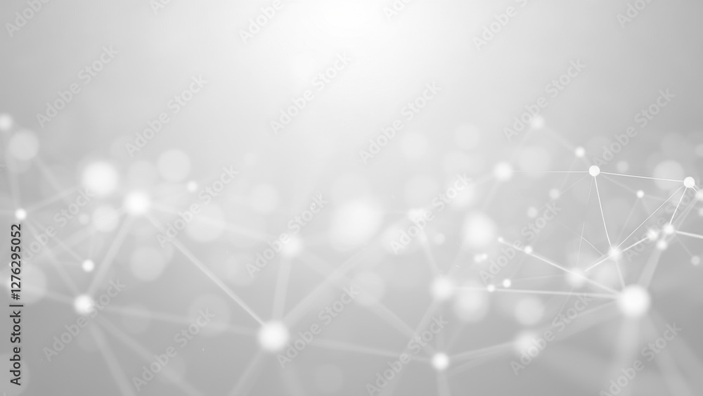 Poster Abstract Background with Glowing Dots and Lines Creating a Subtle Digital Network Effect in Soft Gray Tones