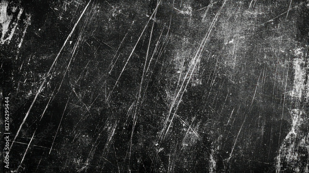 Aufkleber Abstract Dark Scratched Surface Texture with Subtle Grain and White Lines for Backgrounds and Overlays