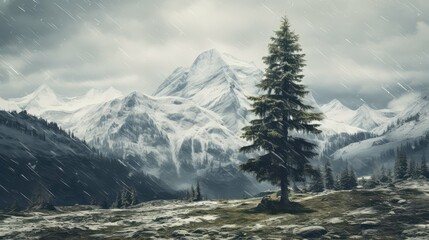 Obraz premium snow scenic evergreen trees winter