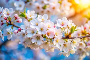 Obraz premium Panoramic Spring Background: Close-Up Cherry Blossom Branches