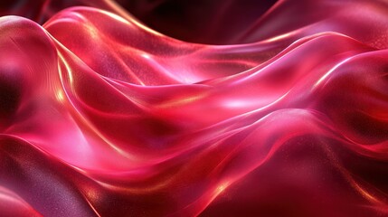 Obraz premium Abstract red flowing fabric, dynamic folds, glowing light background, digital art