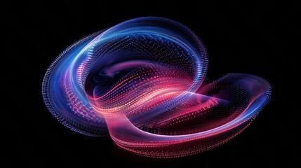 Abstract Digital Vortex with Flowing Blue and Red Lights on Dark Background Art Design 92 char