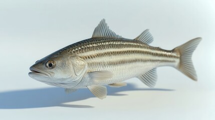 Fototapeta premium Realistic illustration of a striped bass fish on white background