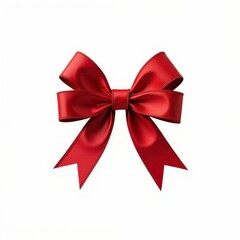 Festive Crimson Ribbon Bow a Classic Holiday Gift Decoration Element for Celebrations and Occasions