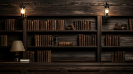 Fototapeta premium books dark wood grain background