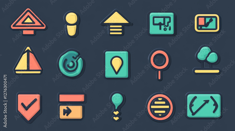 Poster navigation direction maps sign traffic and more thin line icons set vector illustration