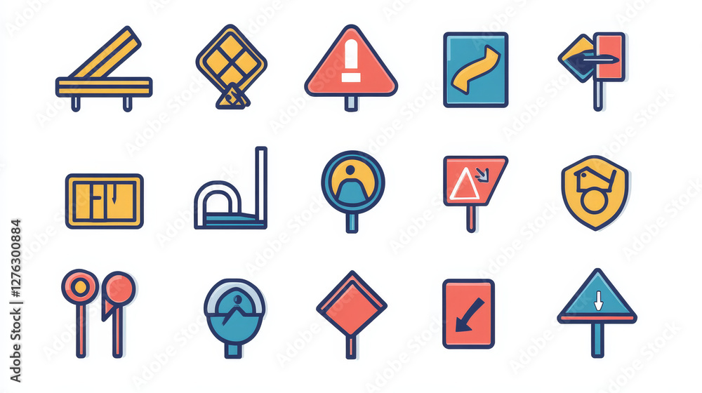 Aufkleber navigation direction maps sign traffic and more thin line icons set vector illustration