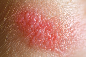 Fototapeta premium Close up Detailed Image of Red Skin Irritation Rash or Allergic Reaction