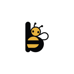 Bee Logo with Letter 'B' Creative Design Vector illustration.