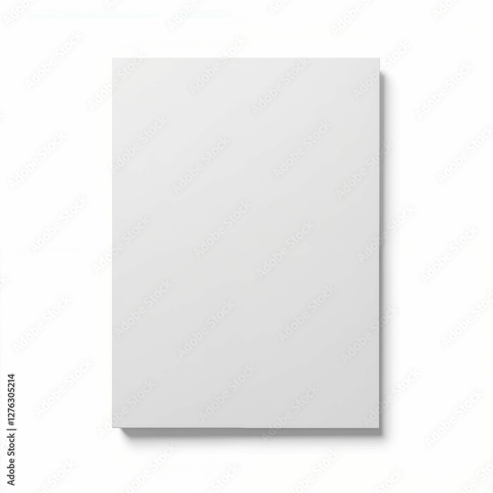 Poster blank white paper sheet with shadow for mockup and design template presentation background image