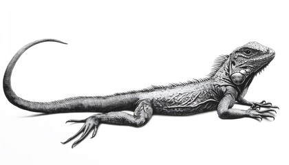 Fototapeta premium Detailed sketch of a basilisk lizard on a white background