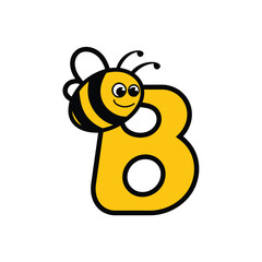 Obraz premium Bee Logo with Letter 'B' Creative Design Vector illustration.