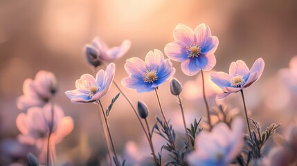 Beautiful colorful wild flowers in Spring.