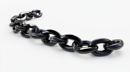 Obraz premium Shiny black metal chain with large links on white background