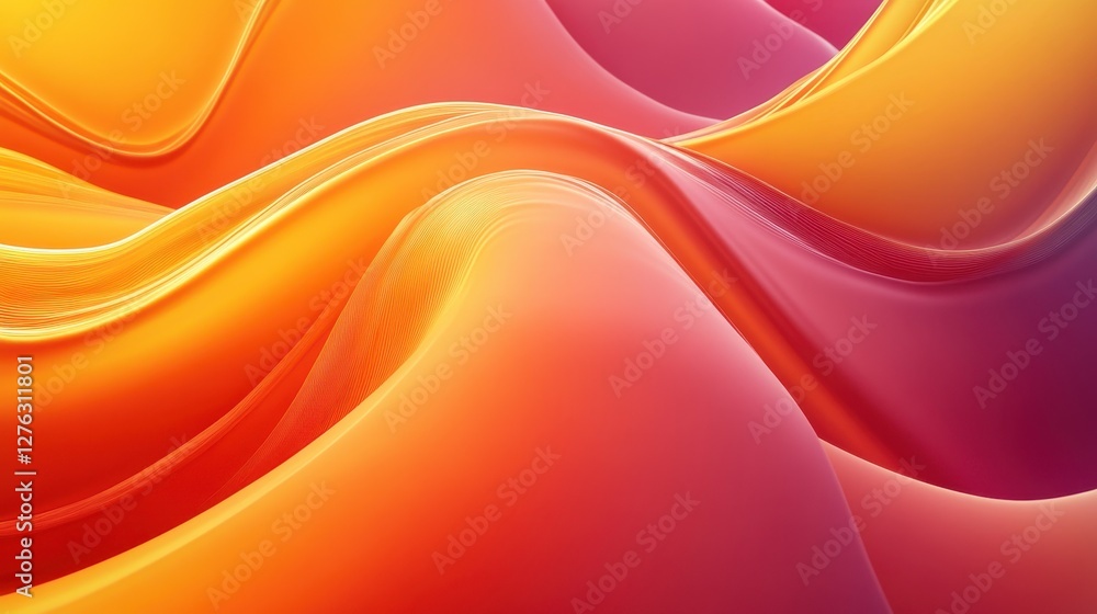 Aufkleber vibrant abstract waves in warm colors with smooth fluid motion and dynamic flow