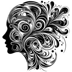 Fototapeta premium woman head silhouette, painting of a womens