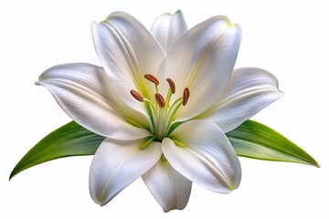 Fototapeta premium Pristine White Lily Blossom: Aerial Close-up of Smooth Petals