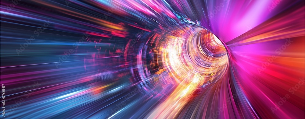 Poster dynamic tunnel of light: a visually stunning, abstract representation of a tunnel formed by vibrant 