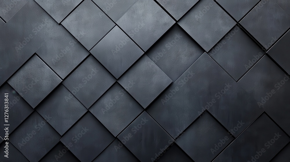 Poster abstract dark geometric pattern with overlapping black square tiles