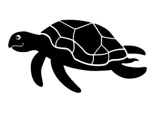 Turtle sea animal silhouette - vector template for logo or pictogram. Sea turtle silhouette for an icon or sign on a marine theme	
