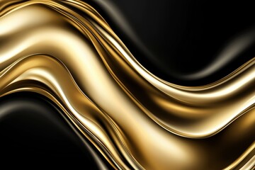 Luxury golden liquid flowing on a black background, elegant abstract design, smooth metallic textures, ultra-detailed high-end look