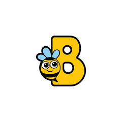 Bee Logo with Letter 'B' Creative Design Vector illustration.