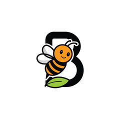 Bee Logo with Letter 'B' Creative Design Vector illustration.