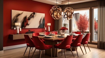 dining red interior design