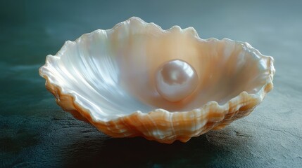 Elegant pearl in an open shell displaying iridescent beauty on a soft surface