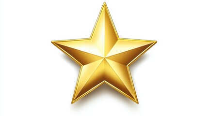Obraz premium Shiny gold star on white background with shadow detail and depth effect