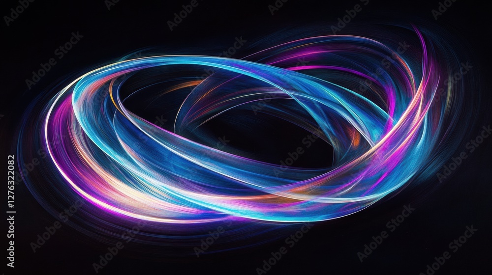 Poster luminous swirls of color abstract light painting with dark backdrop artistic display swirling motion