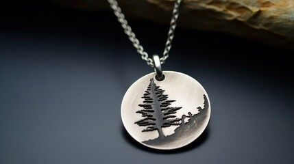 pendant pine tree etching