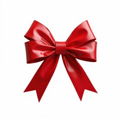 Fototapeta premium Luminous Red Ribbon Bow Festive Knot Symbol Gift Decoration Anniversary Celebration Occasion