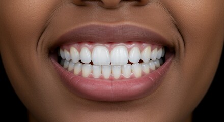 Fototapeta premium Smiling Woman Showing Healthy White Teeth in a Close Up View